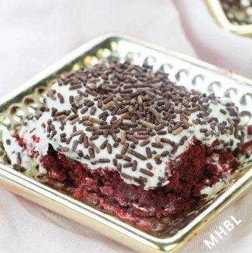 red velvet poke cake with cream cheese frosting