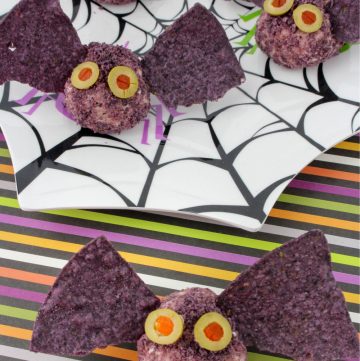 Halloween bat cheese ball bites