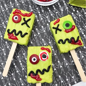 Halloween zombie Rice Krispie treat recipe